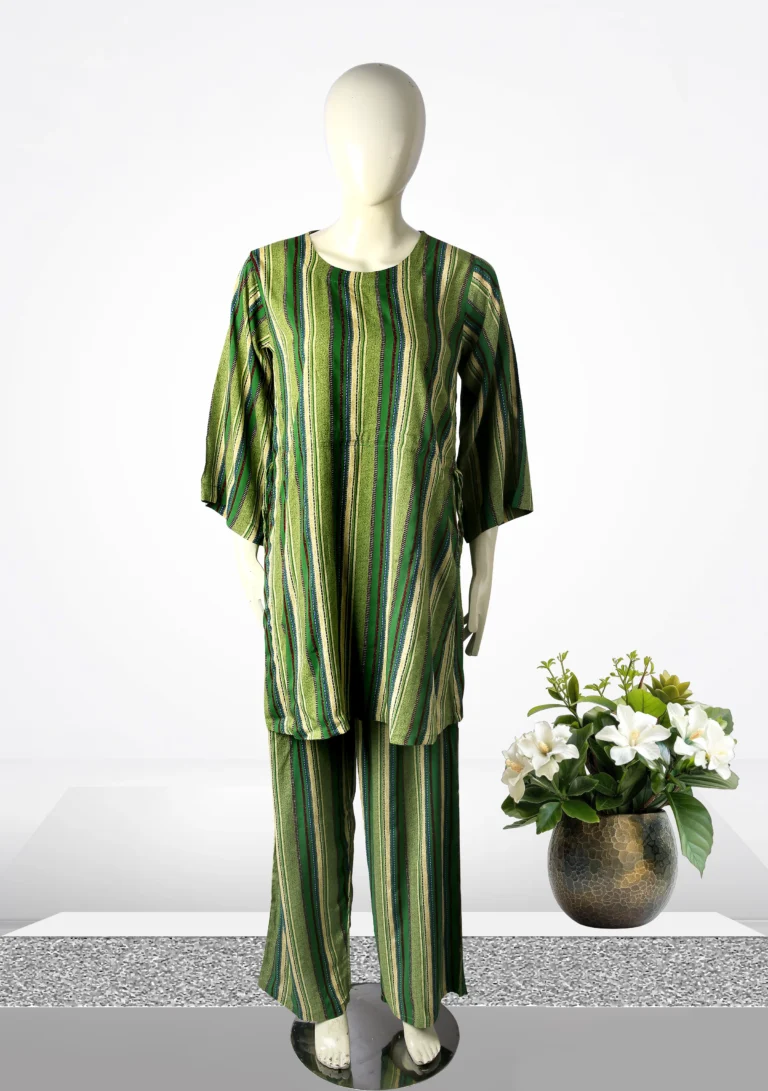 Green Strip Co-Ord Set – Shamraat
