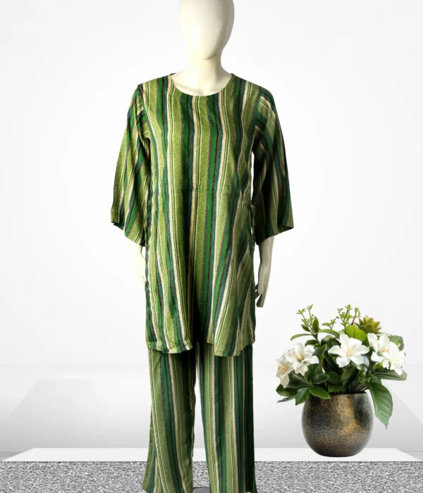 Green Strip Co-Ord Set – Shamraat